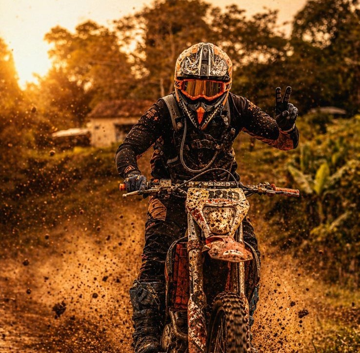 Piloto Gabriel com capacete